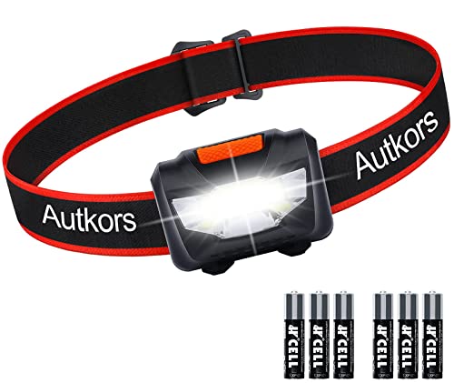 Autkors LED Head Torch, COB Headlamp Super Bright Headlight with 3 Light Modes, Lightweight and Comfort to Wear for Running, Camping, Fishing etc.