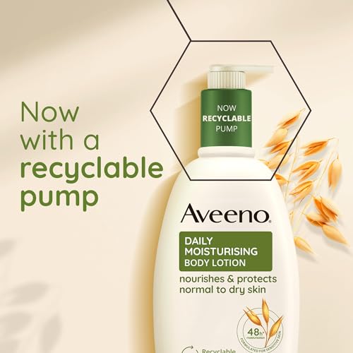 Aveeno Daily Moisturising Body Lotion, With Soothing Oats & Rich Emollients, Suitable For Sensitive Skin, Nourishes and Protects Normal to Dry Skin, Fragrance Free, 300ml
