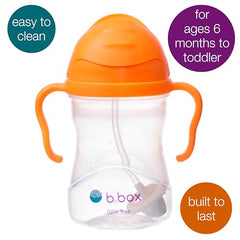 B.Box Sippy Cup with Weighted Straw and Easy Grip Handles, Re-usable Water Bottle for Baby with Simple Flip-Top Lid