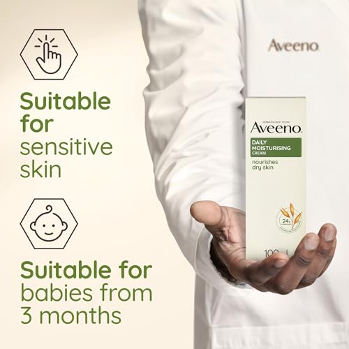 Aveeno Cream, With Colloidal Oatmeal, Actively Moisturises Dry & Sensitive Skin, Regular Use Hydrates the Skin, Suitable For Adults & Also Babies From 3 Months, 100ml