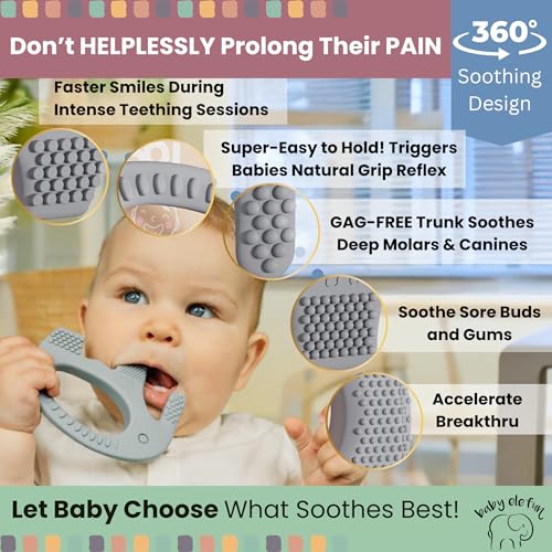 BABY ELEFUN Teethers for Babies 6-12 Months - Cute, Effective & Easy to Hold BPA Free Silicone Teething Toy with Gift Package, Elephant Teether Toys for Boy or Girl