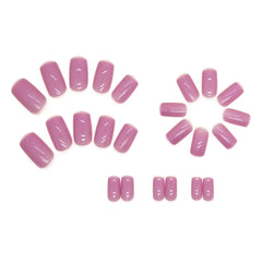 24pcs Short Square False Nails, Light Purple Stick on Nails Solid Color Press on Nails Removable Glue-on Nails Full Cover Fake Nails Women Girls Nail Art Accessories