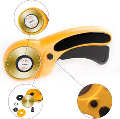 Rotary Cutter with 4x Extra 45mm Blades - for Quilting Fabric