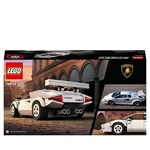LEGO Speed Champions Lamborghini Countach, Race Car Toy Model Replica, Collectible Building Set with Racing Driver Minifigure 76908