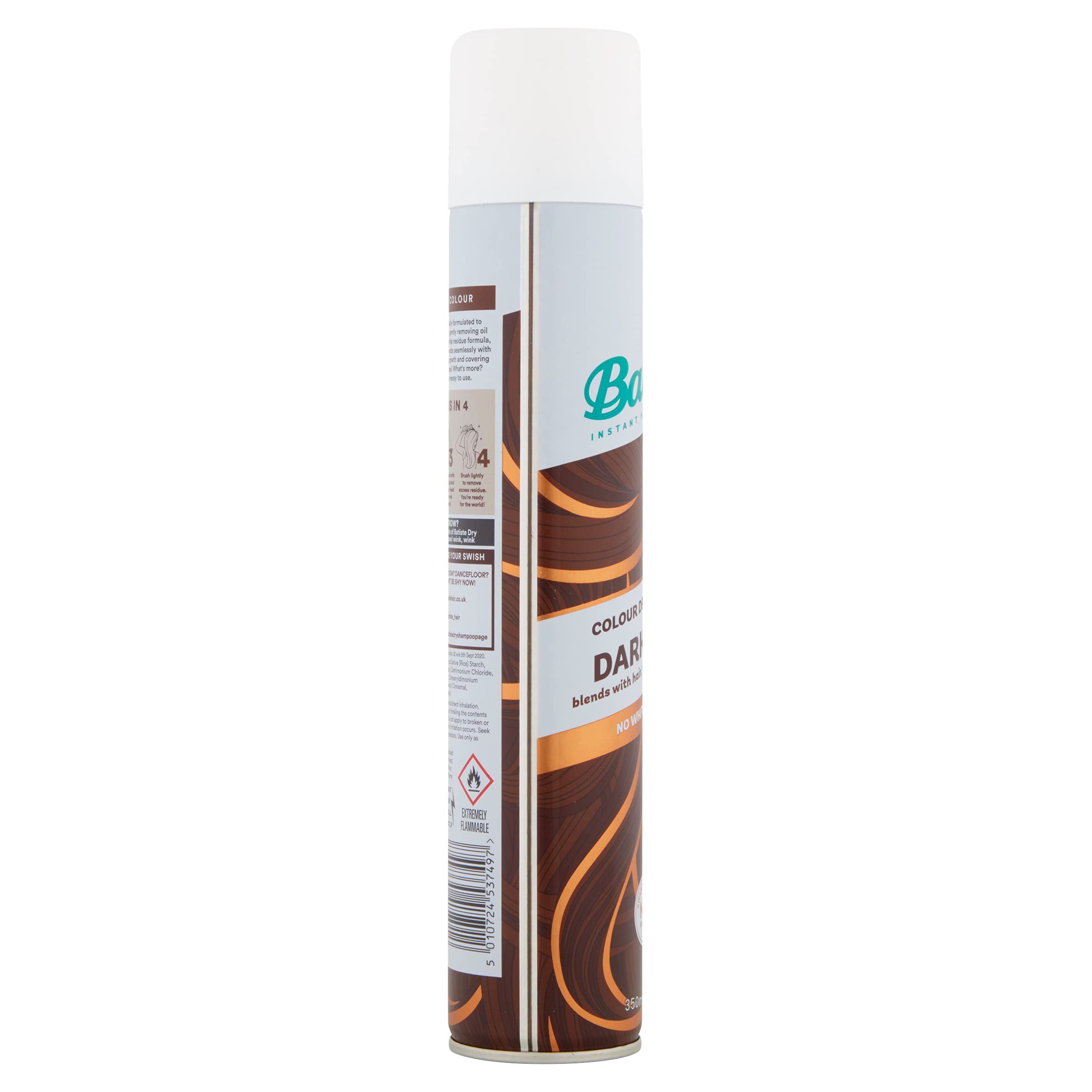 Batiste Dry Shampoo in Divine Dark with a Hint of Colour 350ml, Designed for Brunettes, No Rinse Spray to Refresh Hair in Between Washes, No White Residue for Dark Hair