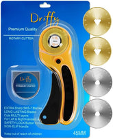 Rotary Cutter with 4x Extra 45mm Blades - for Quilting Fabric