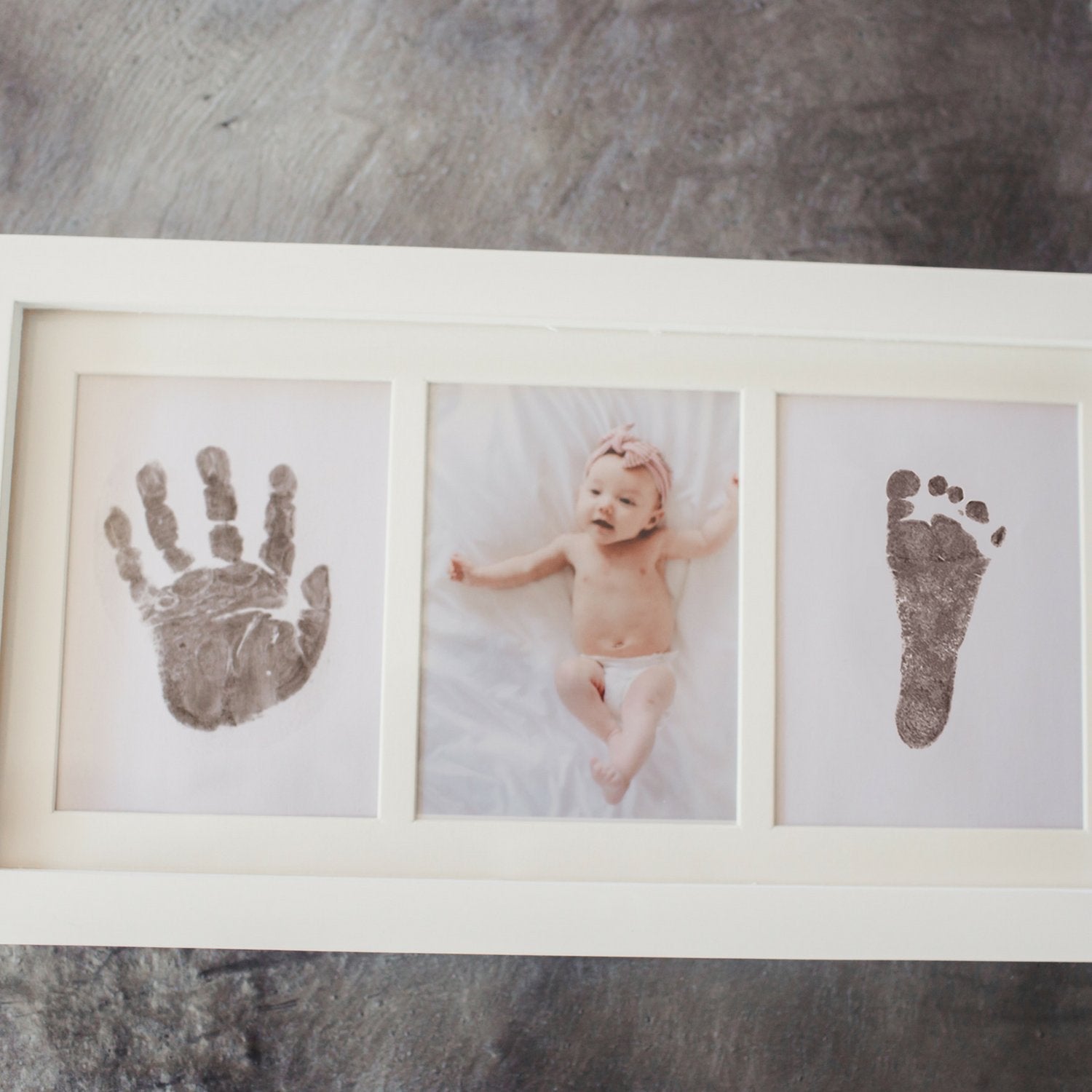 Beautiful Baby Handprint Kit & Footprint Photo Frame for Newborn Girls and Boys, Unique Baby Shower Gifts Set for Registry, Memorable Keepsake Box Decorations for Room Wall or Nursery Decor