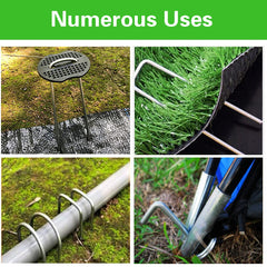 Bakulyor 100 Weed Control Membrane Pegs and 100 Buffer Washer, 6 inches/150mm Weed Mat Pegs, Metal Garden Landscape Staples Artificial Grass Pins Ground Cover Mossing Fabric Artificial Barrier Pegs Assesories
