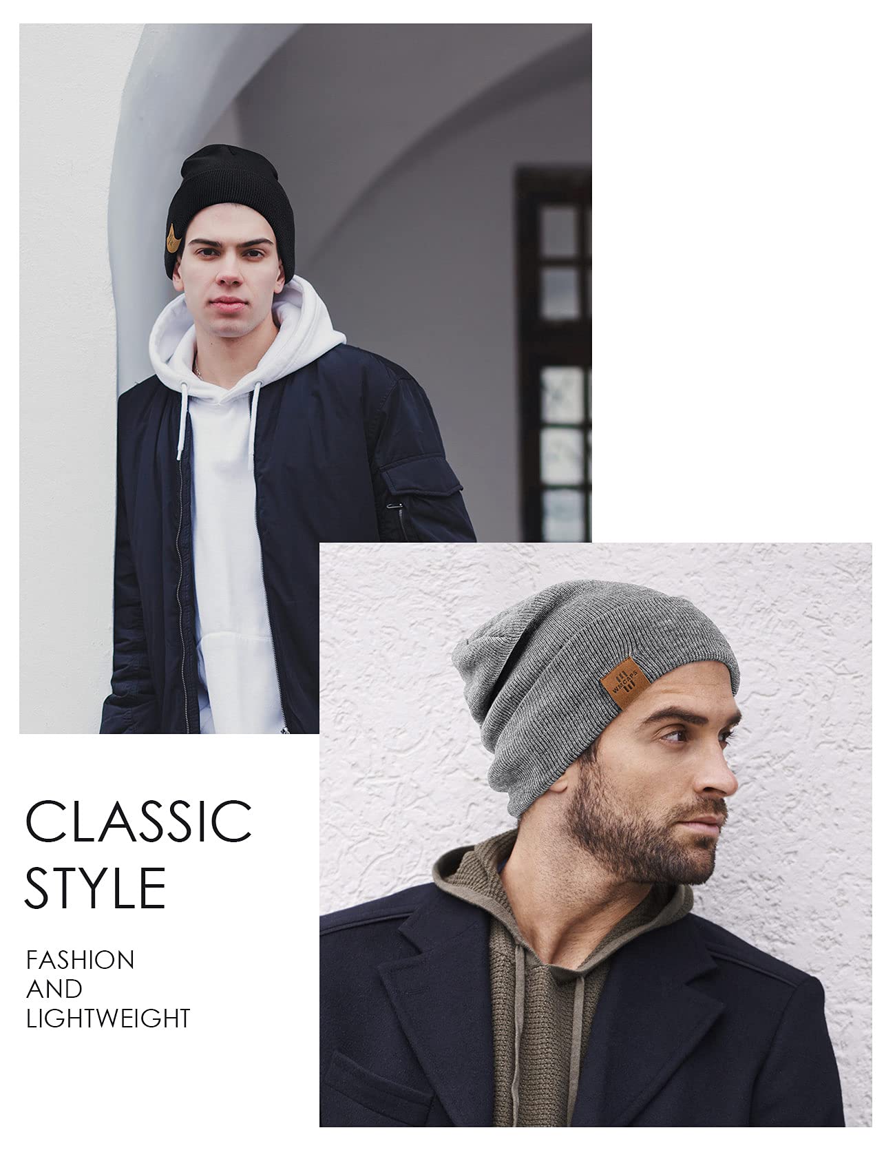 Beanie for Men, Comfortable Breathable Soft Beanie, Fashion Winter Hats for Women and Men, Gifts for Him/Her Light Grey