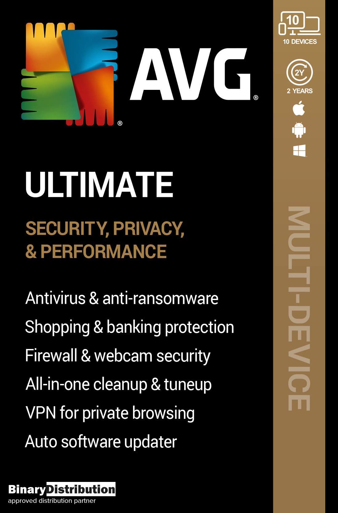 AVG Ultimate 2020, 10 Devices 2 Years, AntivirusandCleanerandVPN, [PC/Mac/Mobile]