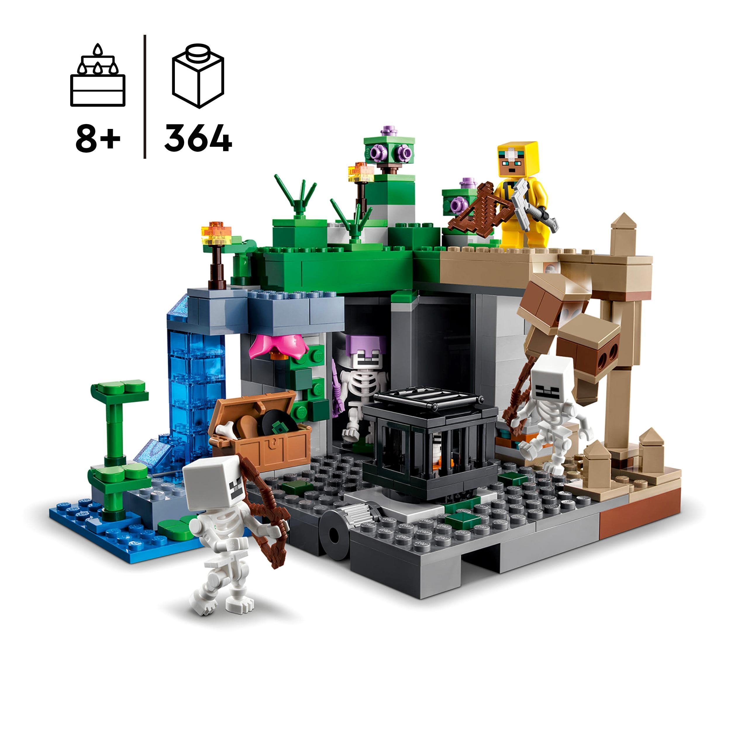 LEGO Minecraft The Skeleton Dungeon Set, Construction Toy for Kids with Caves, Mobs and Figures with Crossbow Accessories 21189