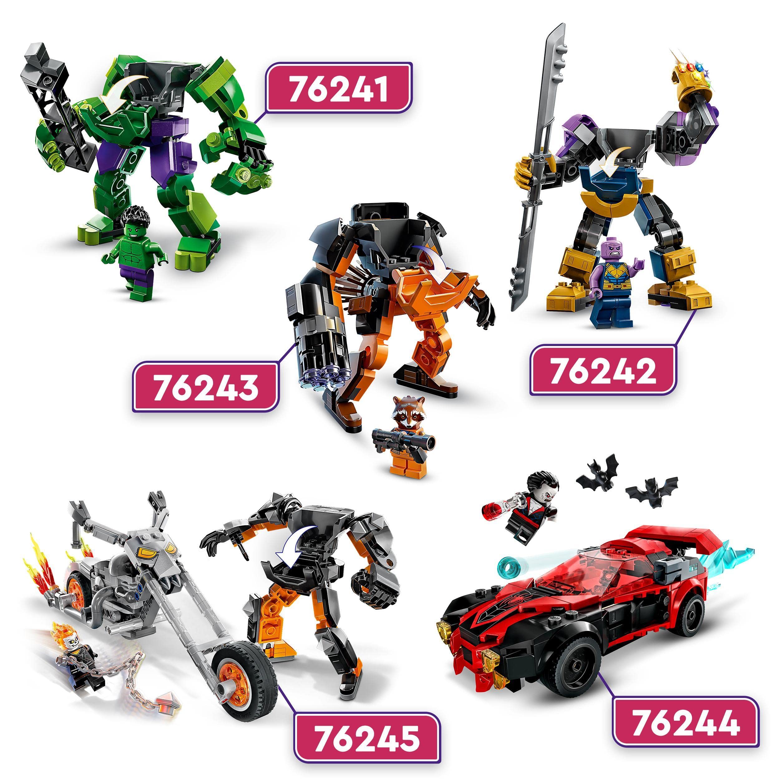 LEGO 76244 Building Set, Marvel Miles Morales vs. Morbius, Spider-Man Building Toy for Boys and Girls with Race Car and Minifigures, Adventures in the Spiderverse Set, Multicolor