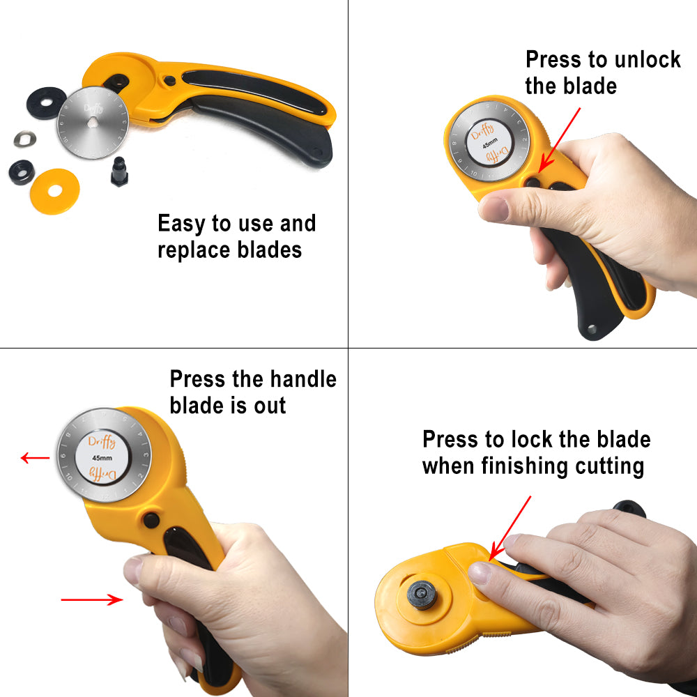 safety lock Rotary Cutter with Extra Steel Spare Blade