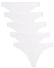 VOENXE Seamless Women Underwear Thongs,No Show Ladies Knickers,No VPL Breathable Comfortable Panties,Multipack Invisible Undies for Women,5-Pack