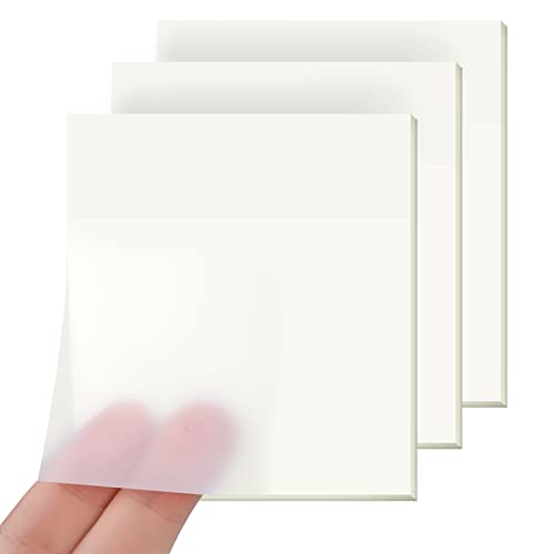 Sticky Notes Set, 150 Sheets Transparent Sticky Notes, Self Adhesive Clear Sticky Note Square, Waterproof Translucent Sticky Note Tab, Sticky Note Pad for Students School Office Supplies(7.6x7.6cm)