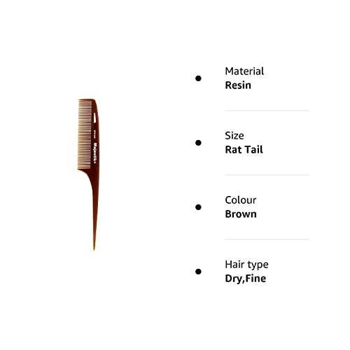 Standard Tail Pin Hair Comb infused with Argan Oil, Fine Tooth in Brown