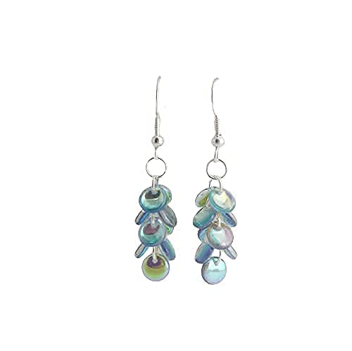 Mermaid Tail Dangle Earrings (Blue/Silver, sterling-silver)