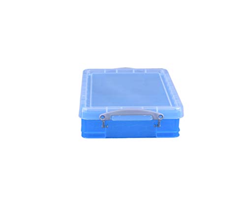 Really Useful Plastic Storage Box 4 Litre Transparent Bright Blue