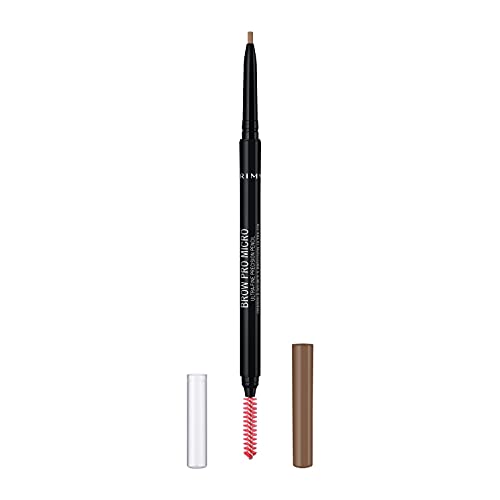 Rimmel London Brow Pro Micro Ultra-Fine Precision Pencil & Brush, Natural-looking Defined Brows, Blonde, 0.03 g