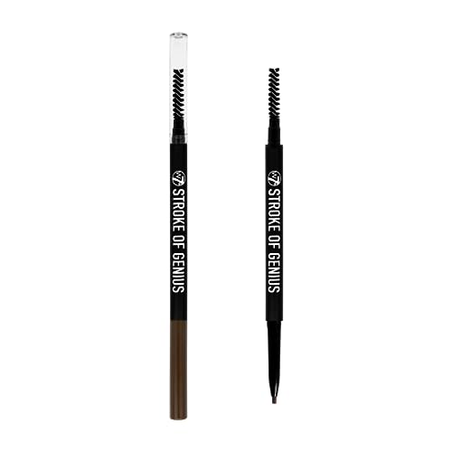 W7 Stroke Of Genius Eyebrow Pencil - Dual Ended Mechanical Brow Pencil With Spoolie Brush - Professional Brow Makeup (Dark Brown)