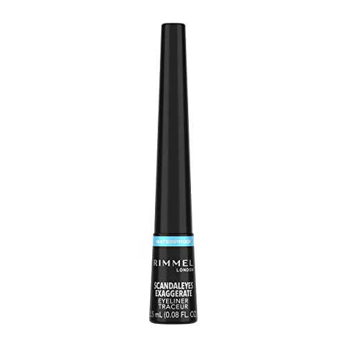 RIMMEL LONDON - Scandal'eyes Exaggerate Liquid Eyeliner - Waterproof, Smudge-proof, Flake-proof, Run-proof - Highly Pigmented Formula & Matte-Black Finish - 001 Black - 2.5ml