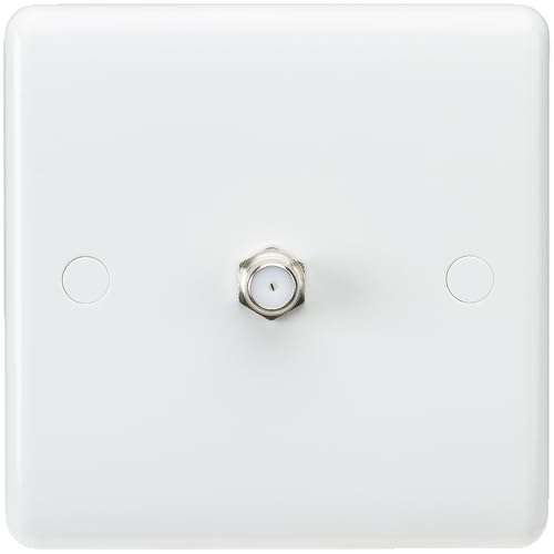 Knightsbridge CU0150 Standard Square White Plastic, Curved Edge, AV Coax Sat TV Outlet