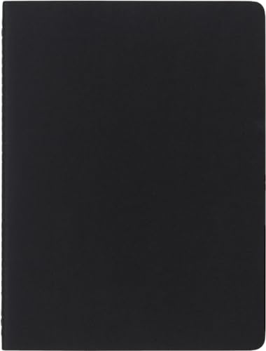 Moleskine Notebook, Squared Page Journal, Cardboard Cover, 16 Detachable Sheet, Set of 3 Journals, Format 19x25 cm, 120 Pages, Black Color