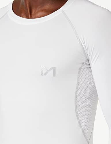 MEETYOO Men's MenÂ’s Compression Base Layer Top Long Sleeve T-shirt Sports Gear Fitness Tights for Running Gy Shirt, White, XL UK