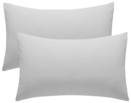 Pillow Cases 2 Pack Grey Pillow Covers 50X75CM Hotel Quality Poly Cotton (Grey, 2 Pillow Cases)