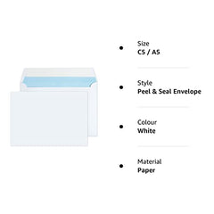 C5 / A5 White Peel & Seal Envelopes Pack of 30