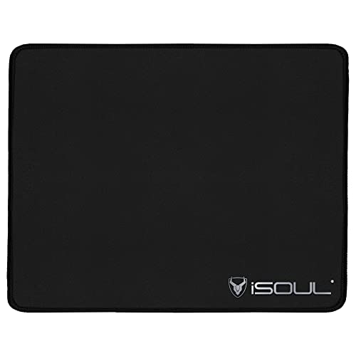 iSOUL Mouse Pad, Mice Pad with Non-Slip Rubber Base, Mouse Mats for Computers Durable Stitched Edges, Neoprene Smooth Surface for Laser and Optical Mouse Mat, Black