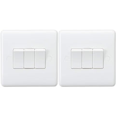 Knightsbridge CU4000 Curved Edge 10 A 3 Gang 2 Way Switch, White (Pack of 2)