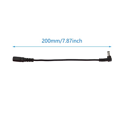 RIIEYOCA 90 Degree DC Power Extension Cable 5.5 mm x 2.1 mm Right Angle Male to Female Plug Jack Extension Cord for CCTV Security Cameras, DC Power Supply(20cm/2 Pack)