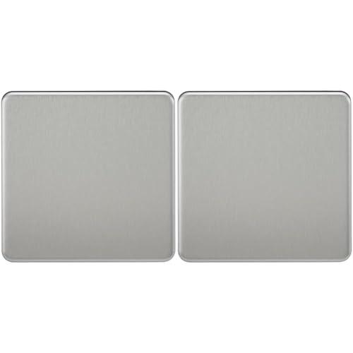 Knightsbridge SF8350BC Screwless 1-Gang Blanking Plate, Brushed Chrome (Pack of 2)