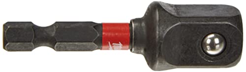 Milwaukee Shockwave 4932471827, Socket Spanner Insert, 50 mm 1/4 Inch Hex to 1/2 Inch Square, Red