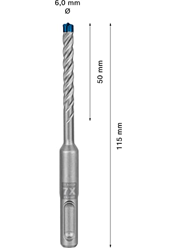 Bosch Professional 1x Expert SDS plus-7X Hammer Drill Bit (for Reinforced concrete, Ø 6.00x115 mm, Accessories Rotary Hammer Drill)