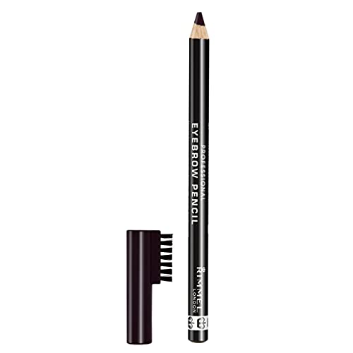 Rimmel London Professional Eyebrow Pencil, Precise Pencil with Built-in Brush, Black Brown, 1.4 g