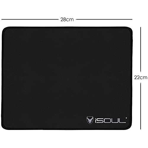 iSOUL Mouse Pad, Mice Pad with Non-Slip Rubber Base, Mouse Mats for Computers Durable Stitched Edges, Neoprene Smooth Surface for Laser and Optical Mouse Mat, Black