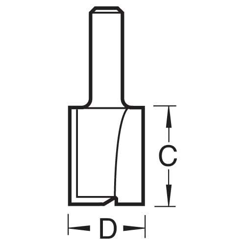 Trend CraftPro Straight Two Flute Router Cutter Bit, 1/4 Inch Shank, 17.5mm Cut Diameter & 25.4mm Cut Length, Tungsten Carbide Tipped, C028X1/4TC, Silver