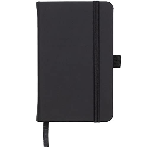 Savvy Bee Premium A6 Notebook New Lined Pocket Hardback Small Journal with pen loop, elastic closure and ribbon marker 196 pages / 98 sheets Notepad Note Book Notes Pad (Black)