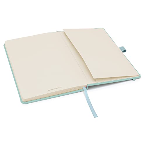 Notes London Eco A5 Notebook with Lined Pages, Pen Loop, Ribbon, Date Marks and Paper Pocket, Medium Hardback Journal, Note, sustainably sourced paper (Pastel Celeste)