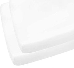 2 X Cot Bed Fitted Sheets, 70 x 140 cm Easy Care Fine Quality (White-70 x 140cm)