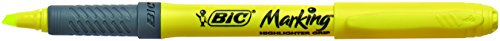 BIC Highlighter Grip, Ribbed Rubber Grip for Extra Comfort, Water-Based Ink, Assorted Colours, Pack of 5