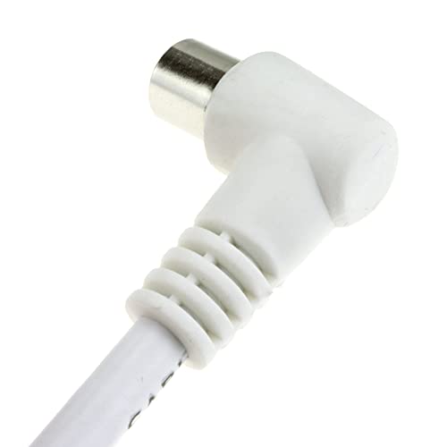 kenable RF Fly Lead Right Angle Male Plug to Plug Coaxial TV Freeview Cable 1m White [1 metres]