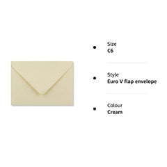 arkCRAFT 25 x C6 Premium Envelopes 100gsm 114mm x 162mm (Cream)