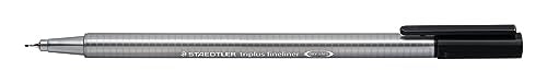 STAEDTLER 334-9 PB6 Triplus Fineliner Superfine Pen, 0.3mm Line Width - Black (Polybag of 6)