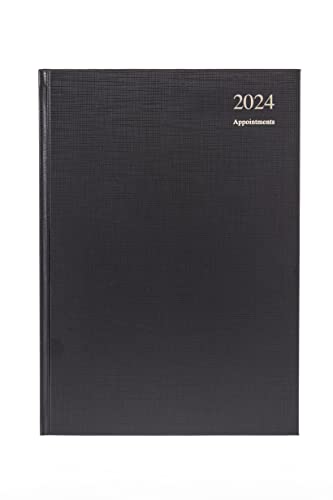 Collins Debden Collins Essential A4 Diary 2024 Daily Planner With Appointments - Eco Friendly, Recycled Paper, Fully Recyclable - Page A Day Diary - Business, Academic and Personal (Black)