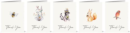 20 Watercolour Thank You Cards (Animals)