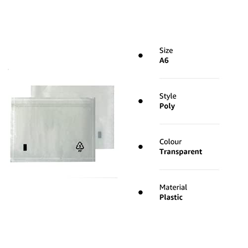 Triplast 100 x A6 Plain Document Enclosed Wallet (158 x 110 mm)   Peel & Seal Clear Plastic Envelopes/Sleeves/Pockets/Wallets   Attach Invoices, Packing Lists & Delivery Notes to Parcels