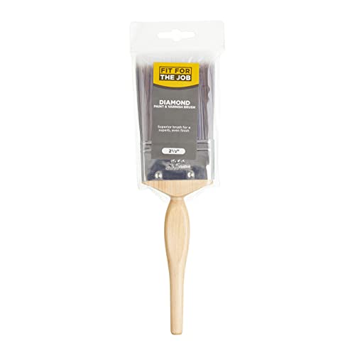 Fit For The Job 2.5 inch Diamond DIY Paint Brush For A Smooth Finish Painting with Emulsion, Gloss and Satin Paints on Walls, Ceilings, Furniture, Wood & Metal, 2.5 inches 63mm